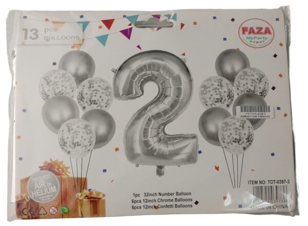 Casey 13pc Silver and White Balloon Set Nr.2
