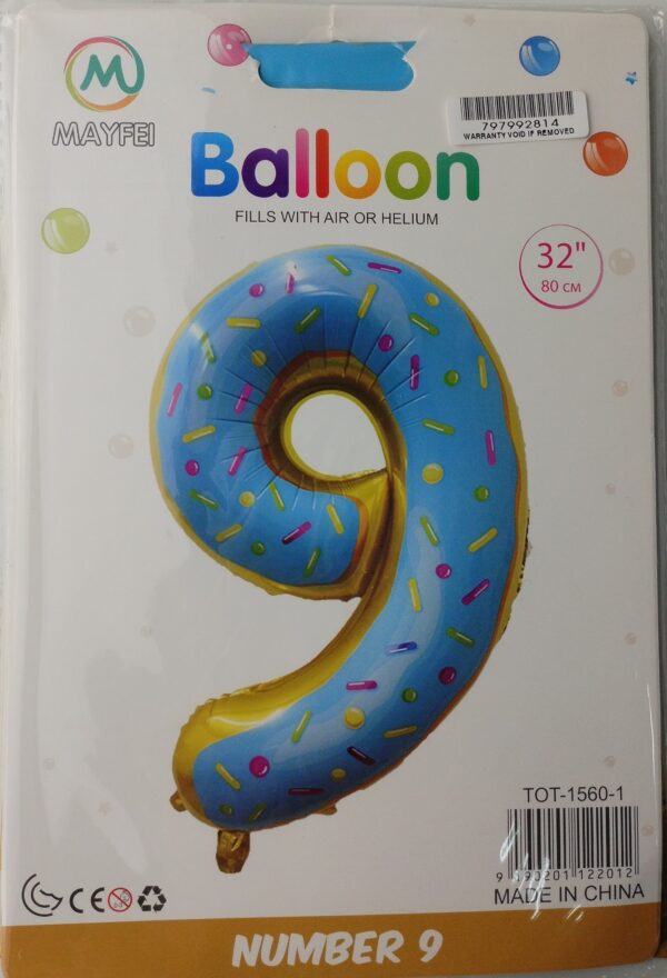 Casey 102cm Donut Balloon Number.9 Retail