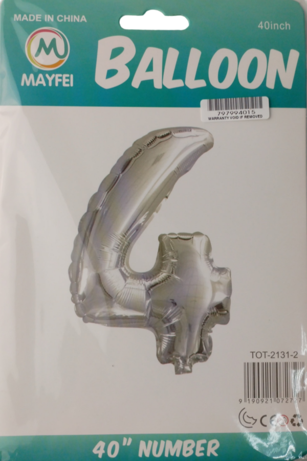 Casey 102cm Silver Balloon Number.4 Retail