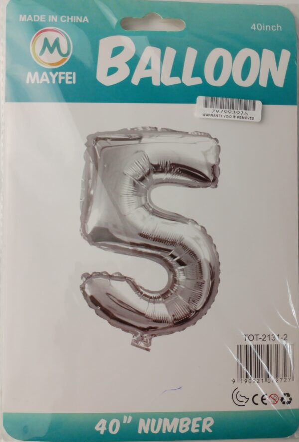 Casey 102cm Silver Balloon Number.5 Retail
