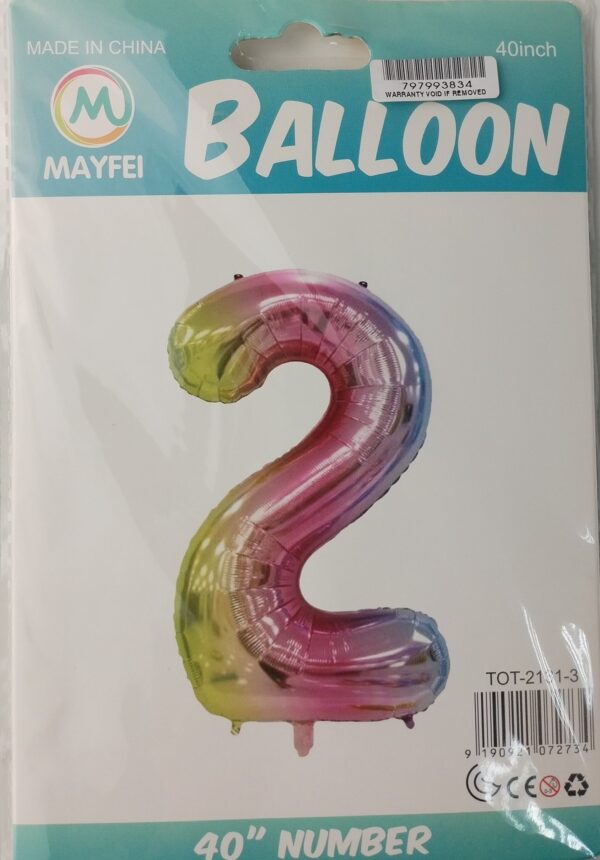 Casey 102cm Rainbow Balloon Number 2