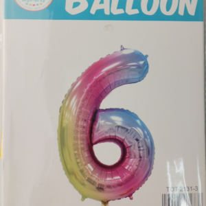 Casey 102cm Rainbow Balloon Number 6