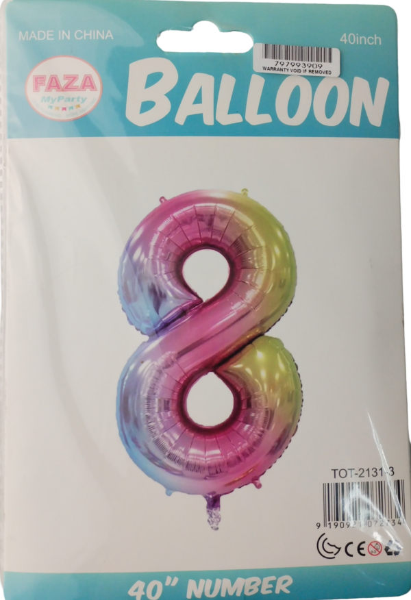 Casey 102cm Rainbow Balloon Number 8