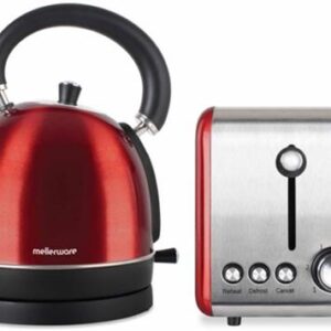 Mellerware Stainless Steel Red Toaster And Kettle