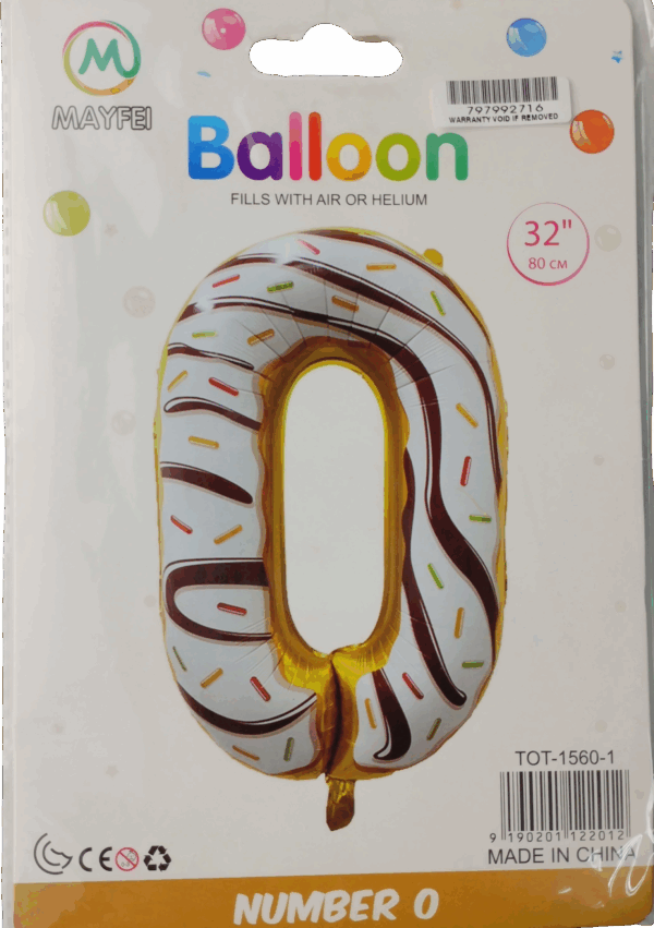 Casey 102cm Donut Balloon Number 0