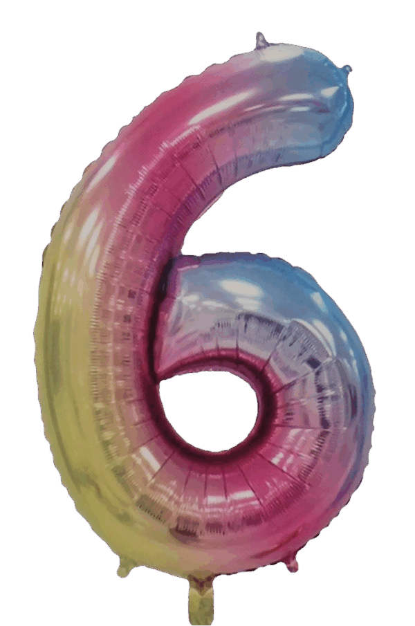 Casey 102cm Rainbow Balloon Number 6