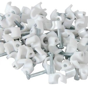 Noble Round Cable Clips 7mm White100 Pieces per