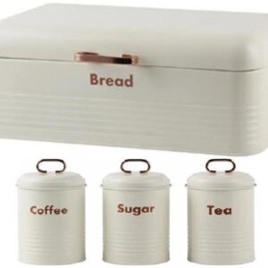 Totally 4 Piece Retro Breadbin And Canister Tin