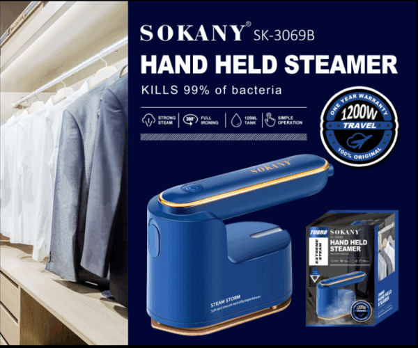 SOKANY HANDHELD STEAMER WHITE 125ML 1200W
