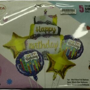 Casey 5pc Blue and Gold Themed Birthday Balloon