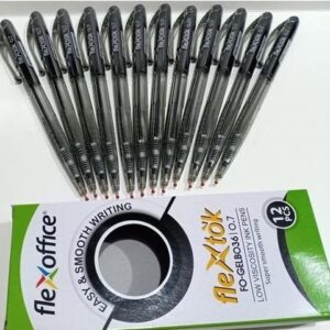 Flexoffice 0.7mm Black Retractable Gel Pens box of 12