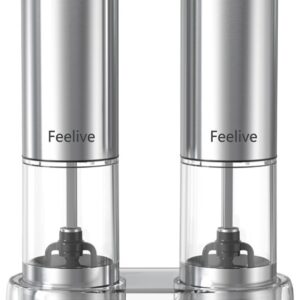 Feelive Rechargeable Pepper And Salt Grinder 2 Set With Stand