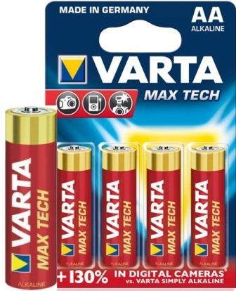 Varta Max Tech 4x AA Size Alkaline Batteries