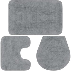 Casey Bathroom Light Grey 3 Piece Mat Set
