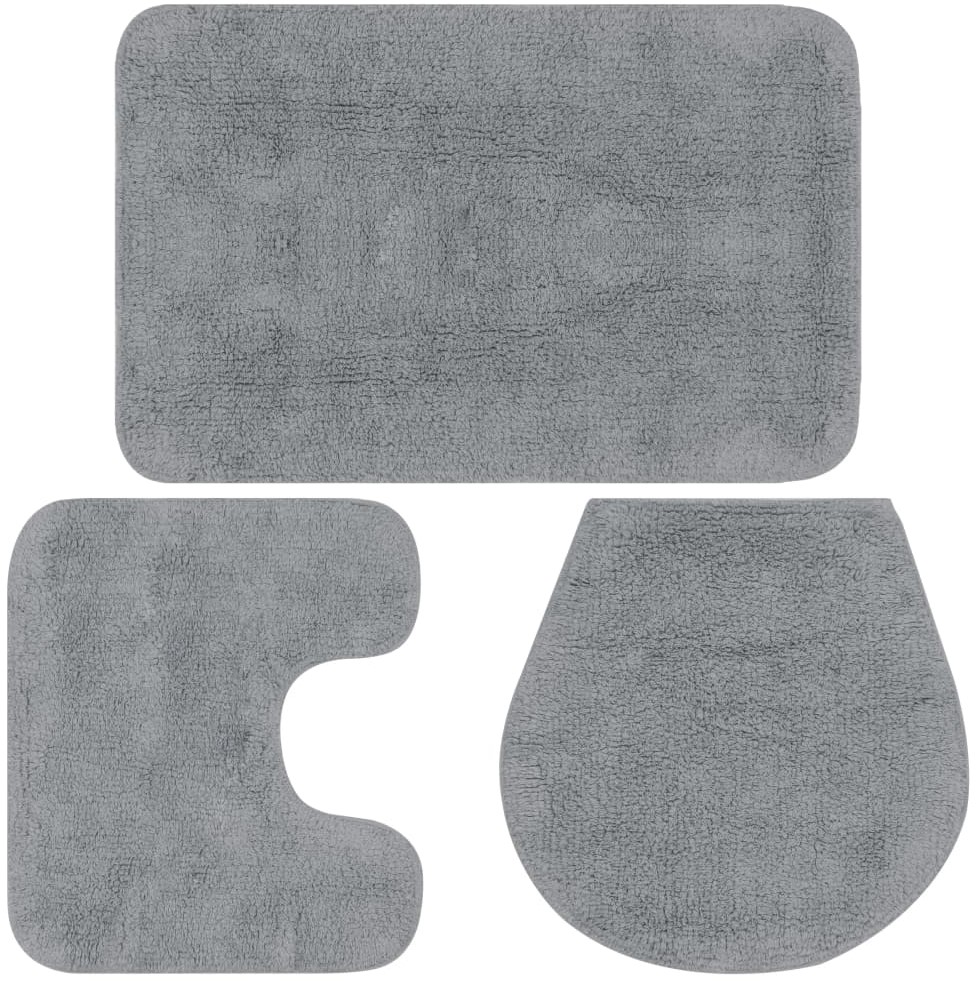 Casey Bathroom Light Grey 3 Piece Mat Set