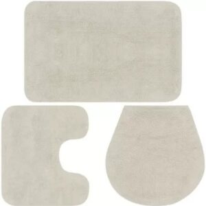 CASEY 3PC BATHROOM MAT SET CREAM 50X80
